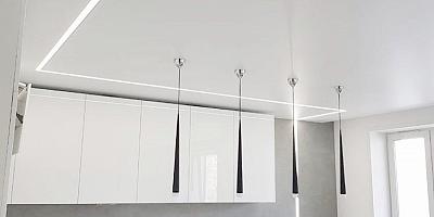 Потолок со световыми линиями на кухню